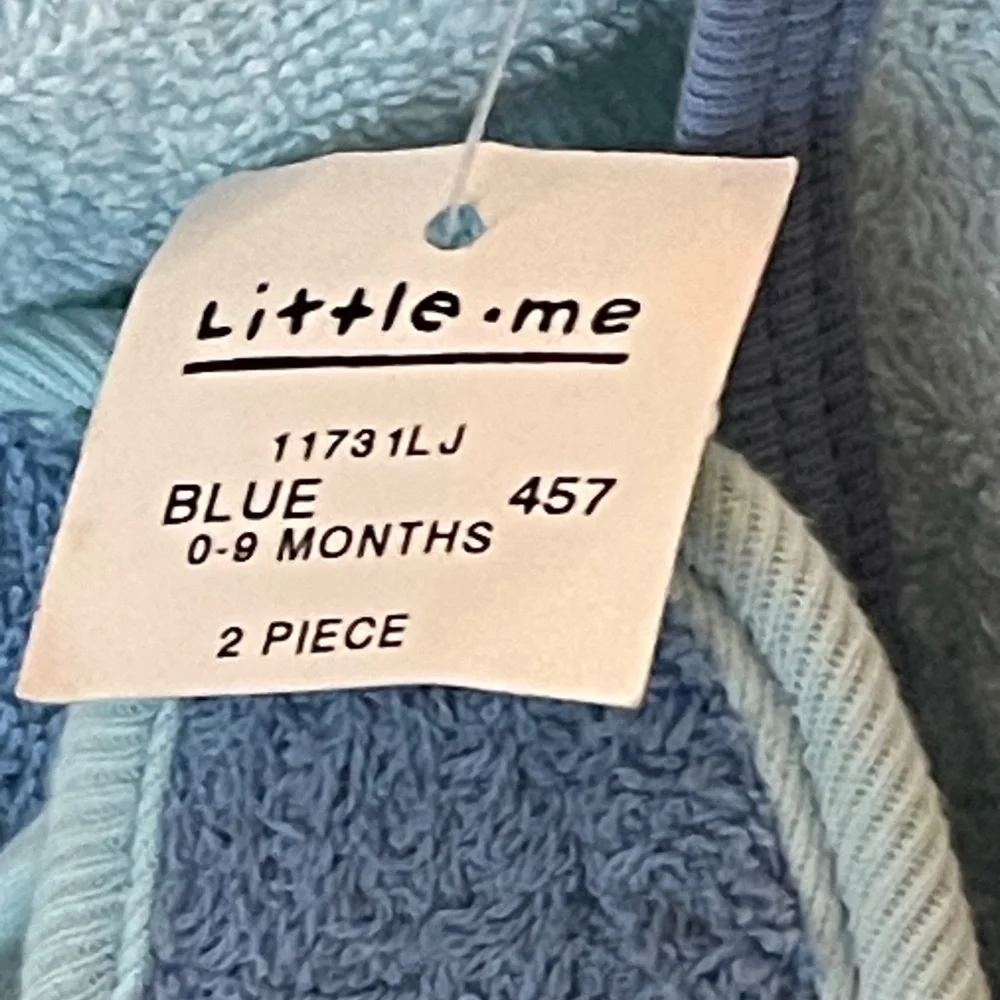 Little Me Blue Hooded Baby Bathrobe & Booties Set 0-9M Frog NWT